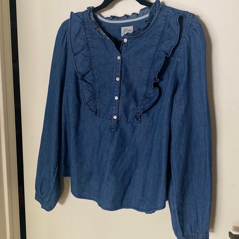 Jcrew Chambray ruffled top
